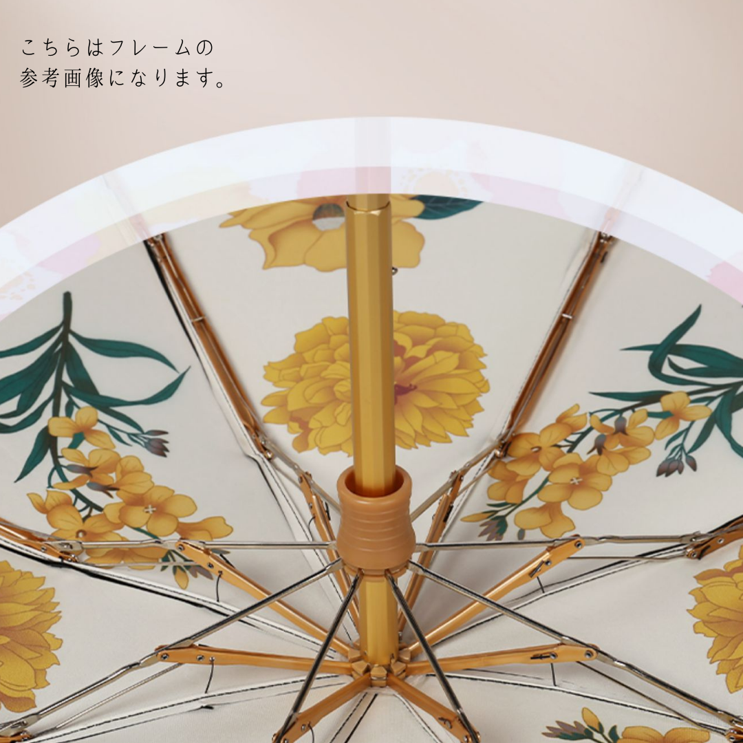 ポケットサイズ ・”ゴッホの野薔薇” の5段折りたたみ傘(晴雨兼用傘)8本骨
