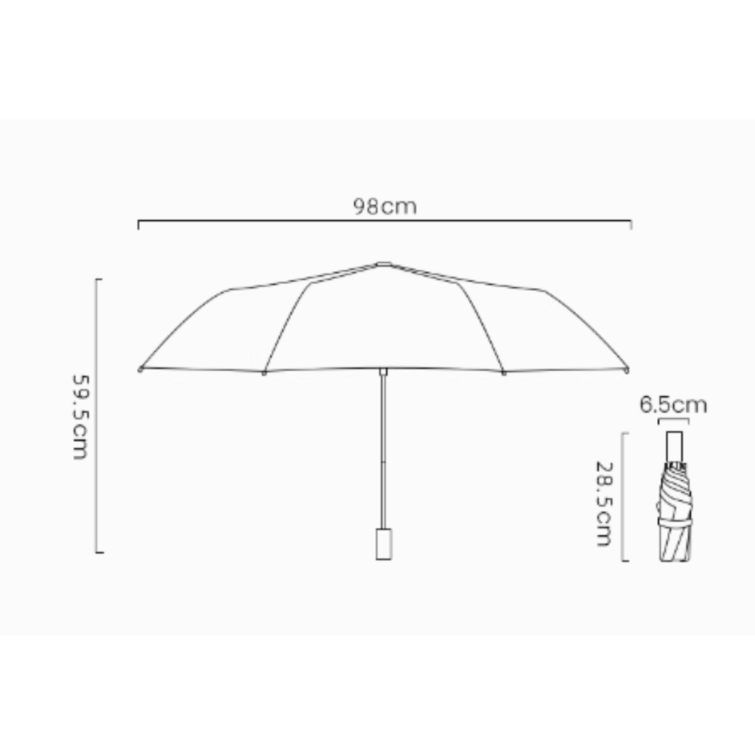 アートな竹月の3段折りたたみ傘(晴雨兼用傘)8本骨