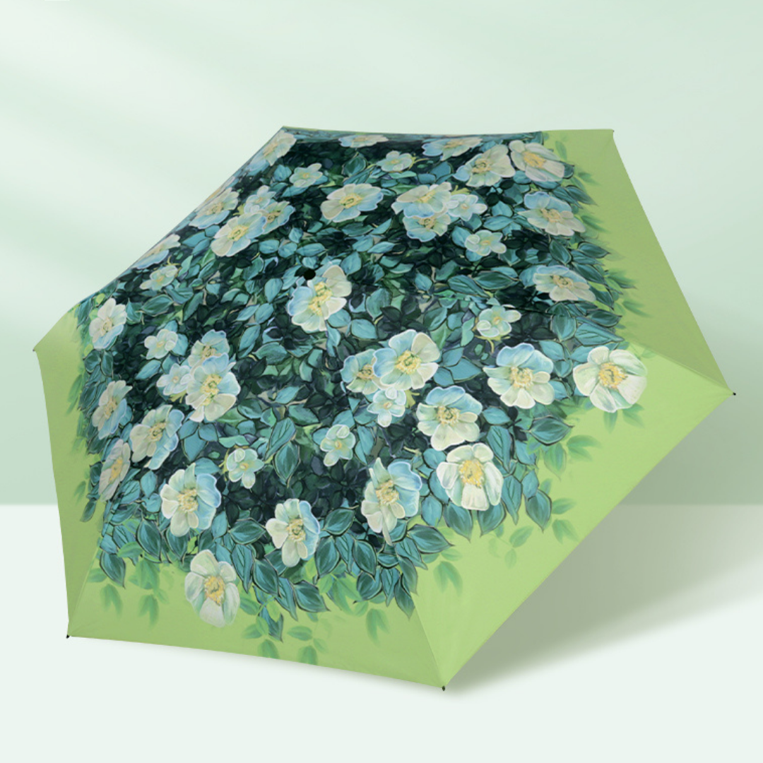 超軽量(135g) "ゴッホの野薔薇"の3段折りたたみ傘(日傘)6本骨