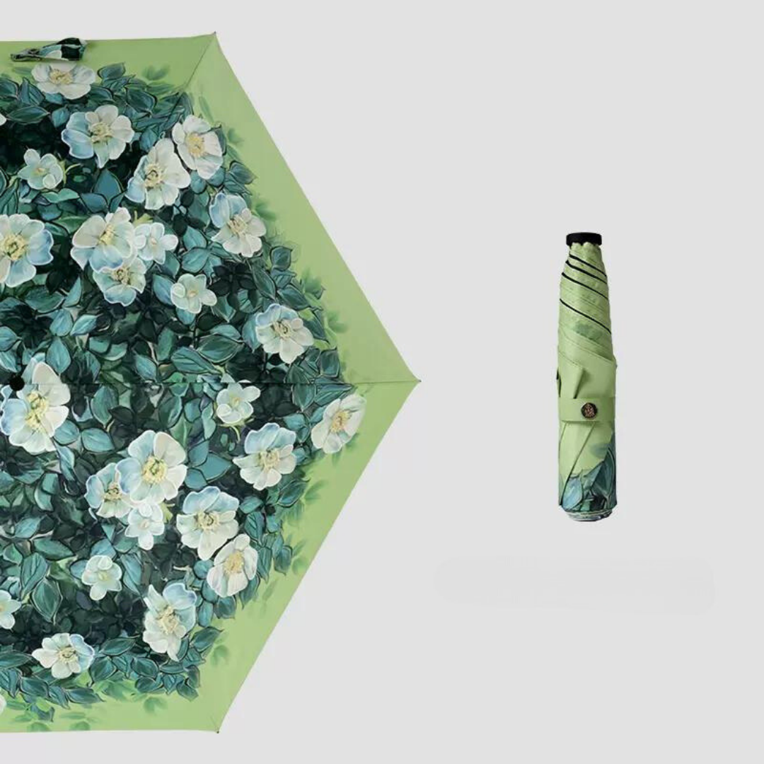 超軽量(135g) "ゴッホの野薔薇"の3段折りたたみ傘(日傘)6本骨