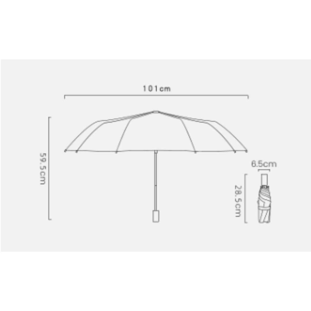 お洒落な帯の3段折りたたみ傘(晴雨兼用傘)12本骨