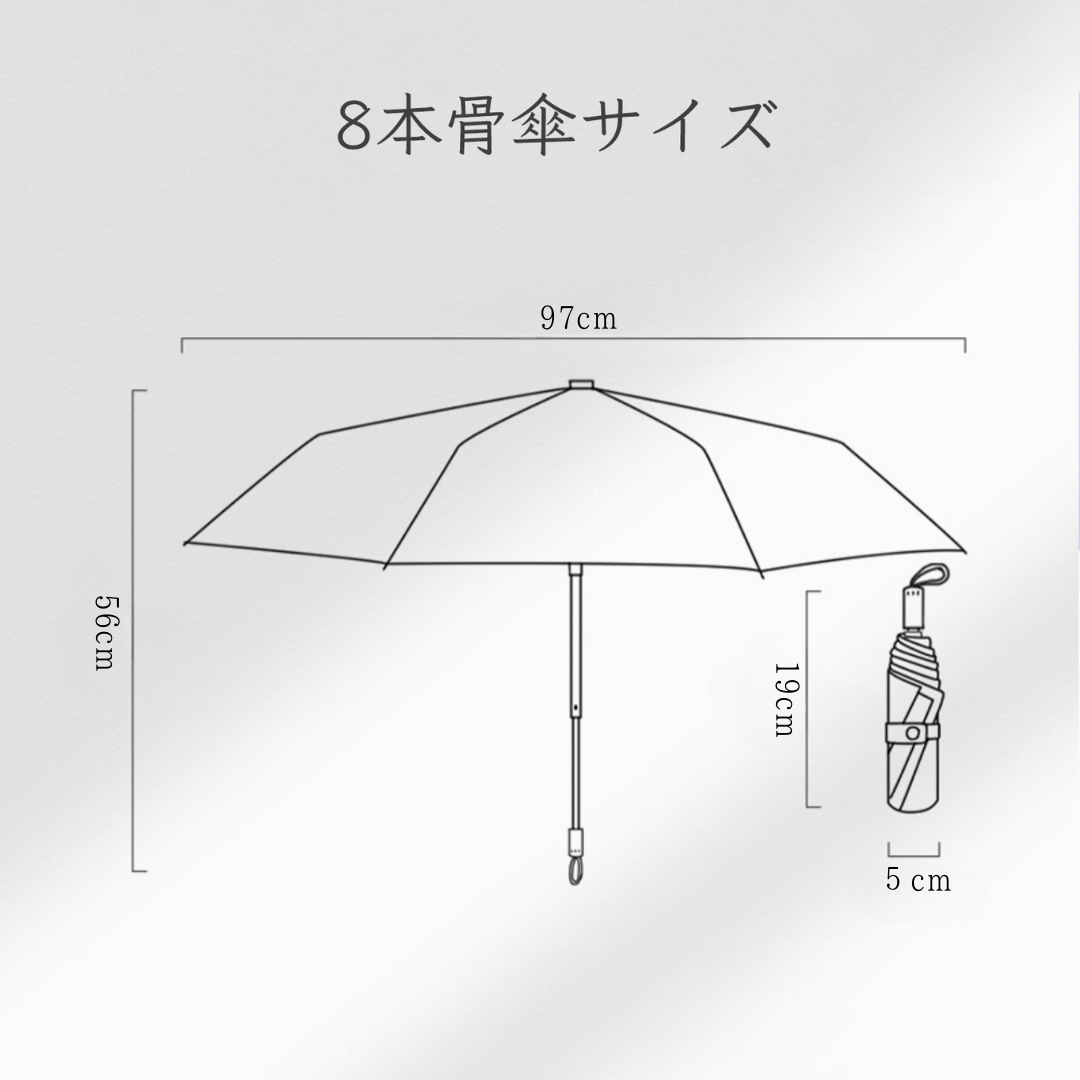 ポケットサイズ ・”ゴッホの野薔薇” の5段折りたたみ傘(晴雨兼用傘)8本骨