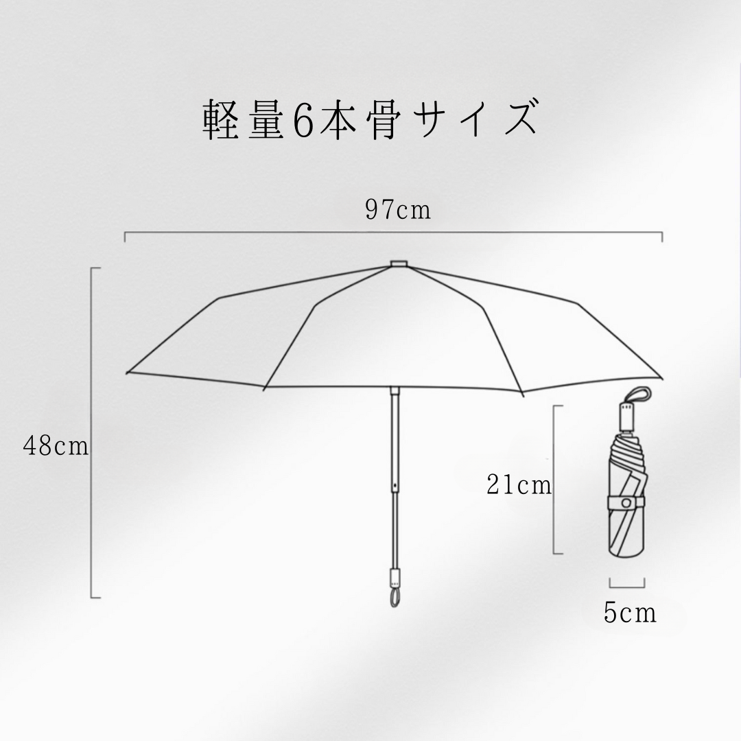 軽量 ・丸いハンドルの”ゴッホの野薔薇”の4段折りたたみ傘(晴雨兼用傘) 6本骨