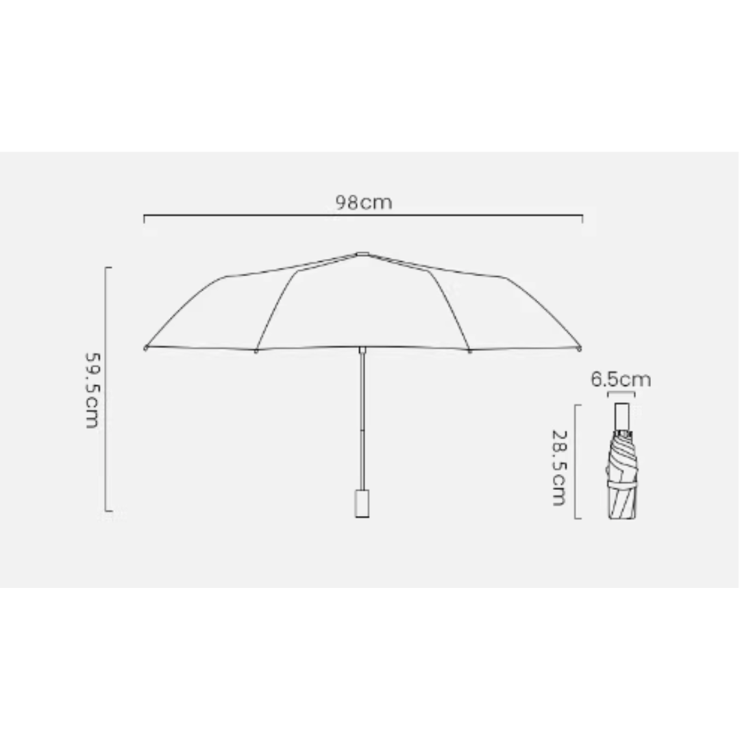 シャクヤクの3段折りたたみ傘(晴雨兼用傘)8本骨