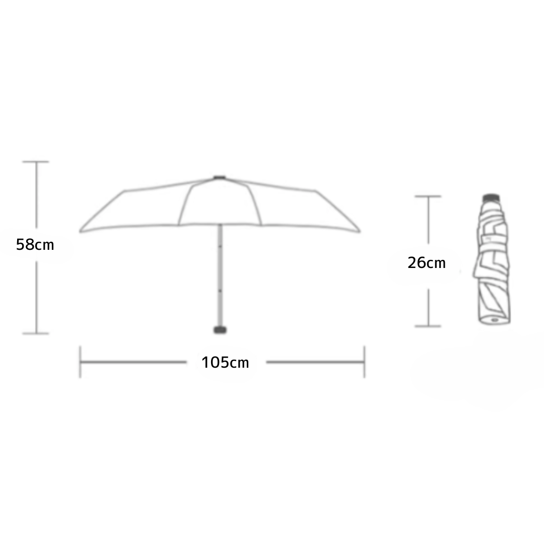 大きめで軽量のドット模様の3段折りたたみ傘 (晴雨兼用日傘)7本骨