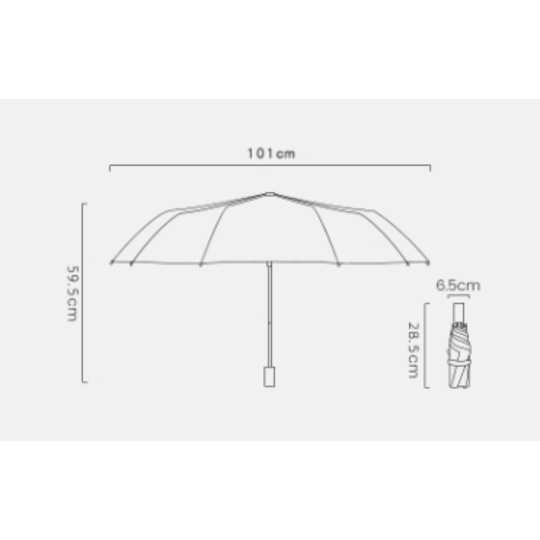優雅な鶴と雀の3段折りたたみ傘(晴雨兼用傘)12本骨