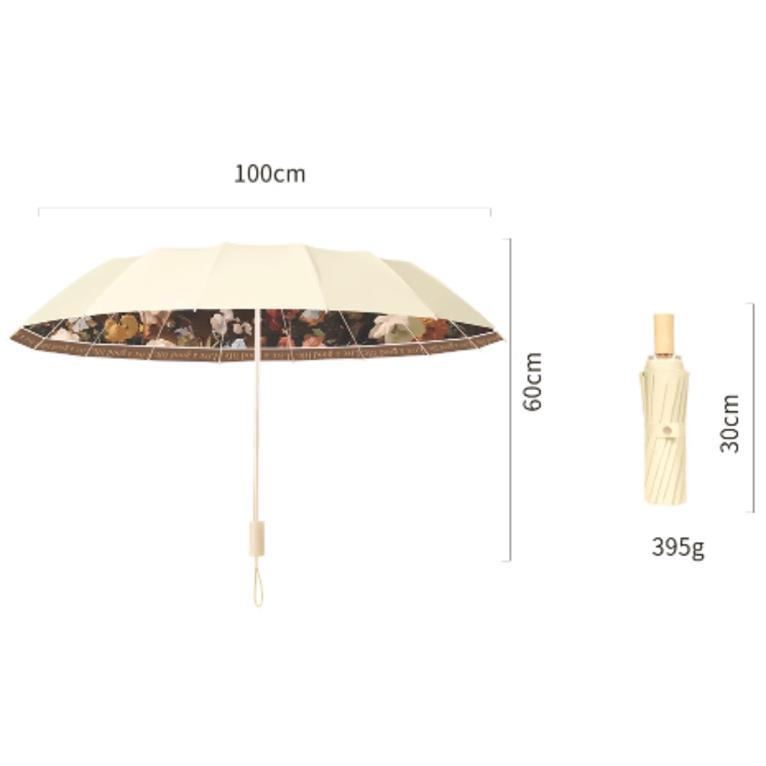 Night Flower Gardenの3段折りたたみ傘(晴雨兼用傘)16本骨