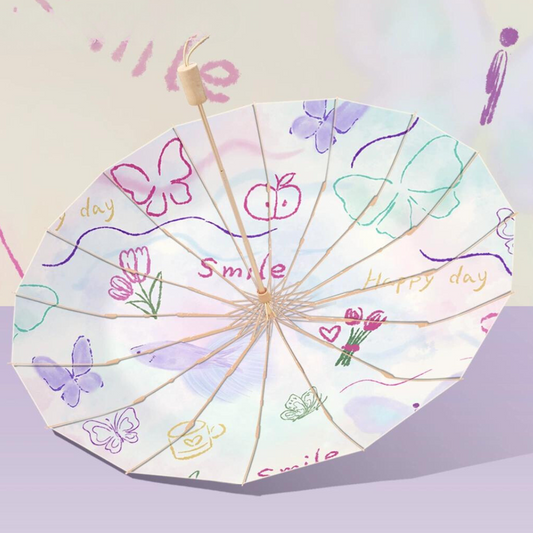 Rainbow Melodyの3段折りたたみ傘(晴雨兼用傘)16本骨