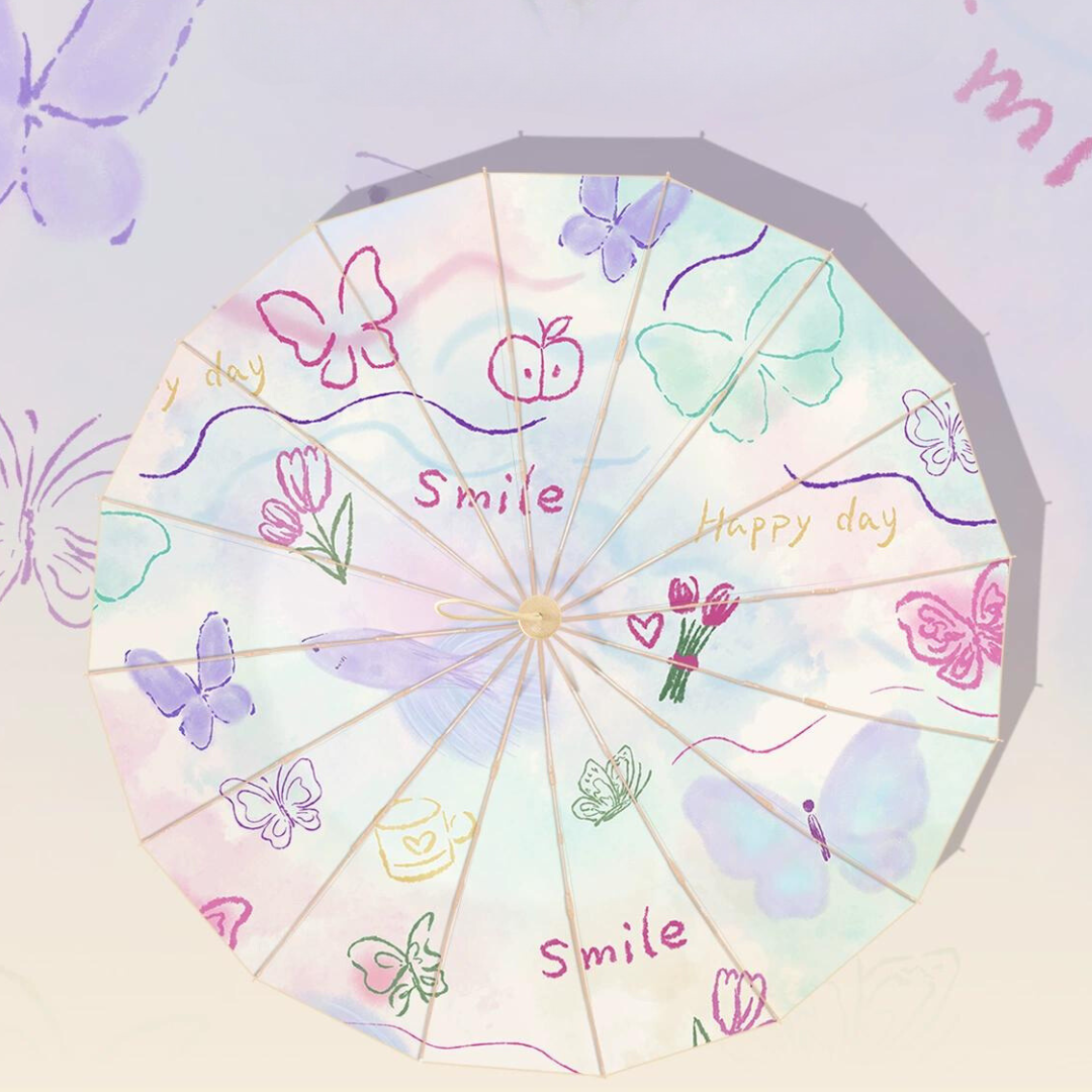 Rainbow Melodyの3段折りたたみ傘(晴雨兼用傘)16本骨