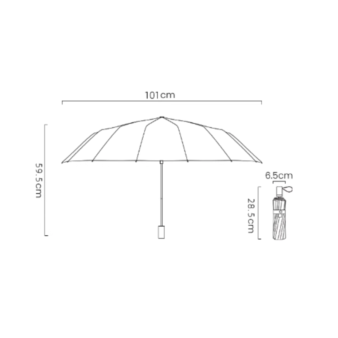 山雀と花の3段折りたたみ傘(晴雨兼用傘)16本骨
