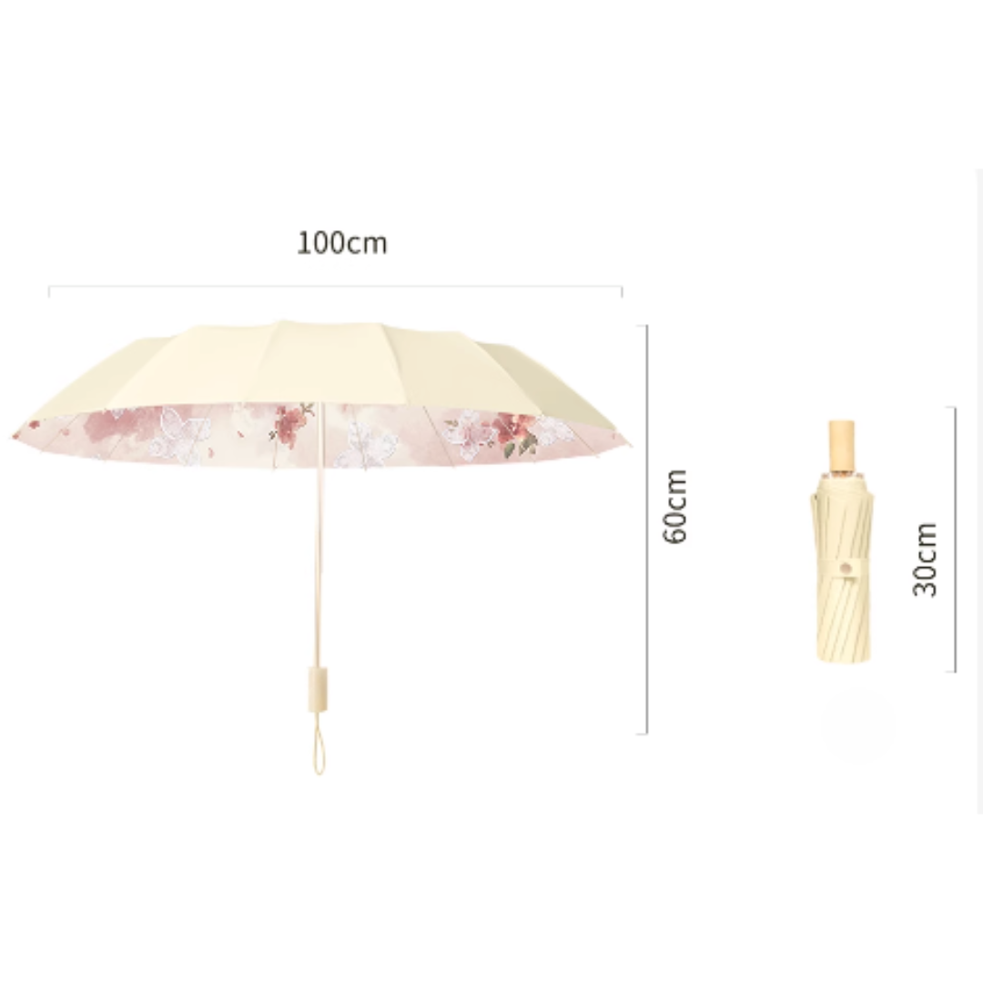 Misty Flower Fieldの3段折りたたみ傘(晴雨兼用傘)16本骨