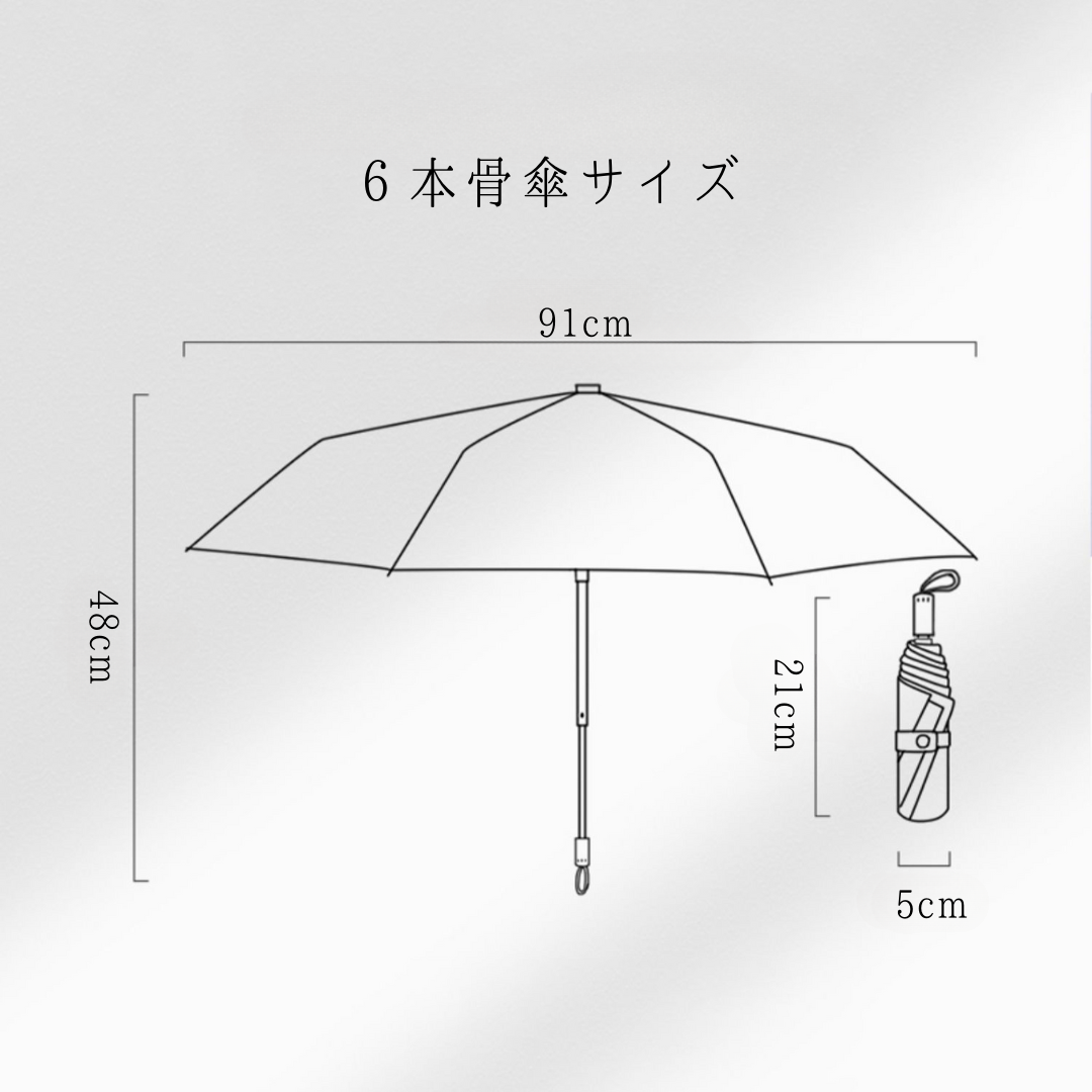 超軽量(135g) "ゴッホの野薔薇"の3段折りたたみ傘(日傘)6本骨
