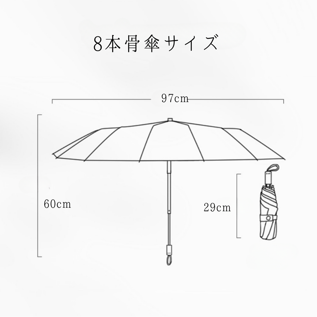 アヤメの3段折りたたみ傘(晴雨兼用傘)8本骨