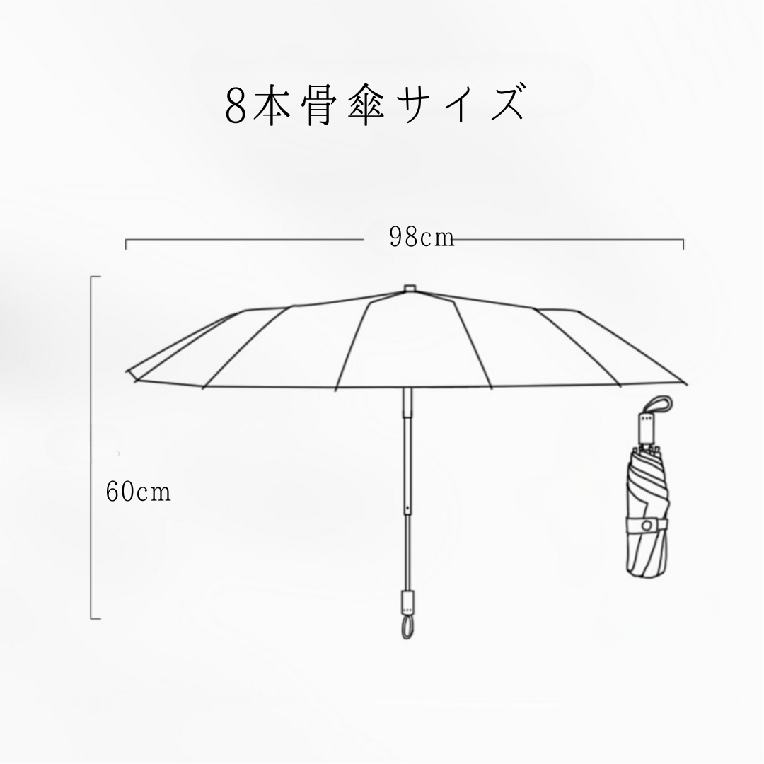 French Style Flowerの3段折りたたみ傘(晴雨兼用傘)8本骨