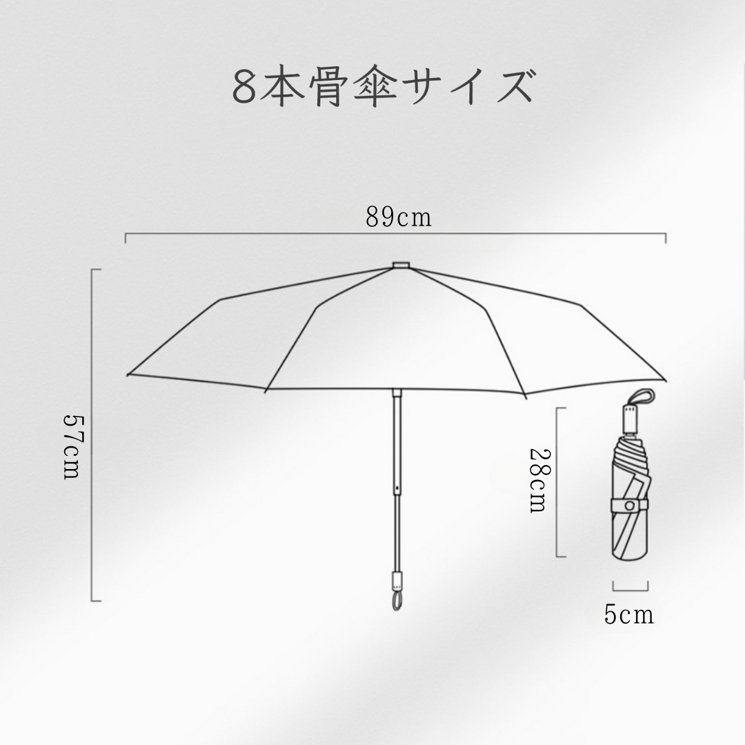 超軽量・薄紫色の花柄の折りたたみ傘(晴雨兼用傘)8本骨