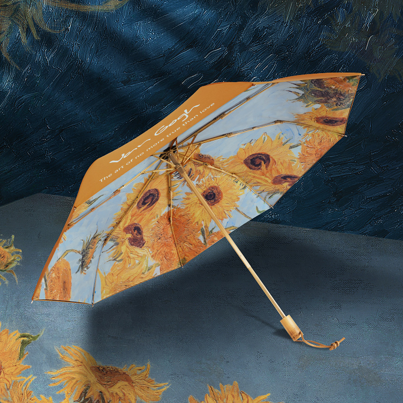 ゴッホ向日葵オレンジ色折りたたみ傘（日傘・雨傘・晴雨兼用傘） – かさたび