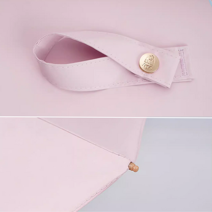 軽量・ピンクの牡丹柄の6 段折りたたみフラット傘【小型ポケットサイズ】（日傘）6本骨