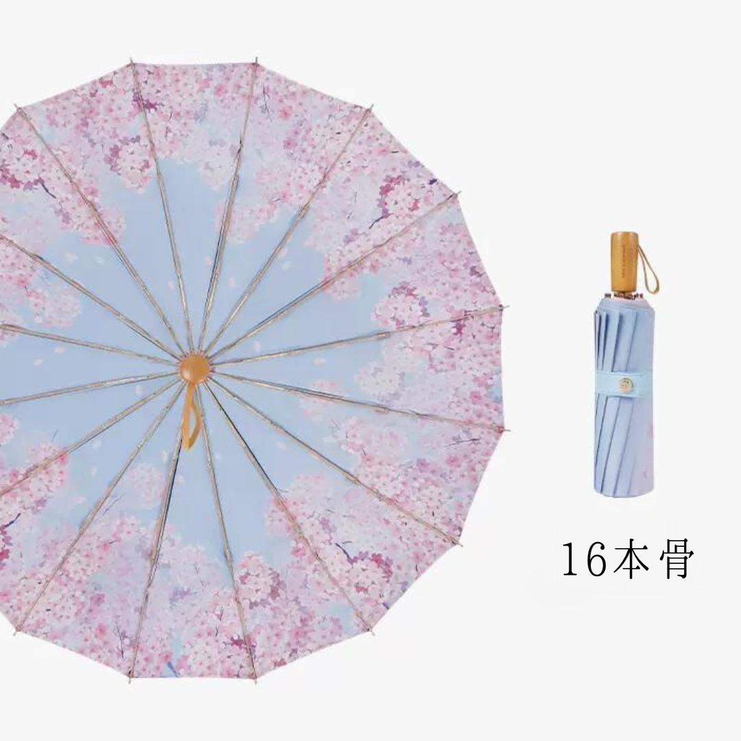 さくらと青空 晴雨兼用折りたたみ傘 UPF50+