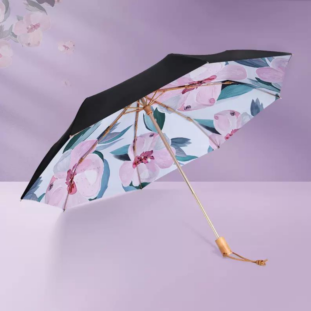 胡蝶蘭柄 晴雨兼用折りたたみ傘 8本骨 UPF50+
