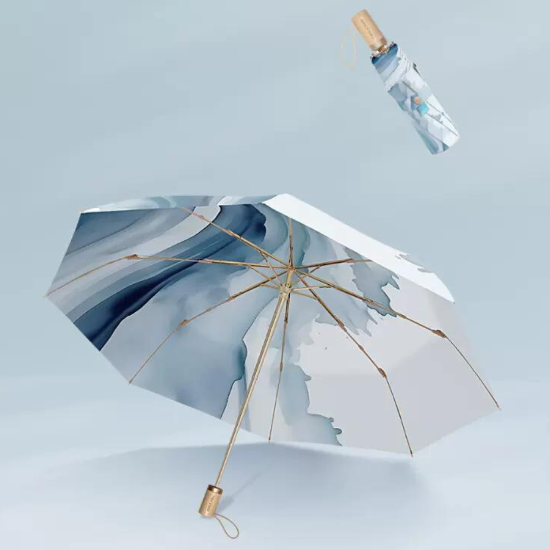 アートな竹月の3段折りたたみ傘（晴雨兼用傘）8本骨