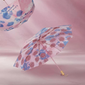 ピンクの薔薇柄 晴雨兼用折りたたみ傘 8本骨 UPF50+