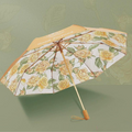黄色い薔薇柄 晴雨兼用折りたたみ傘 8本骨 UPF50+