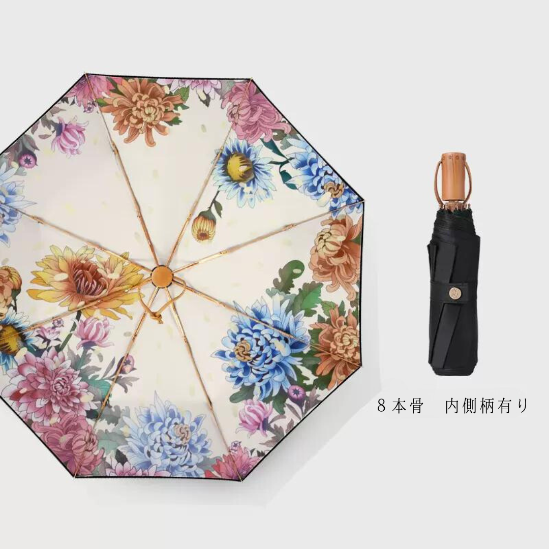 カラフル花柄 晴雨兼用折りたたみ傘 UPF50+