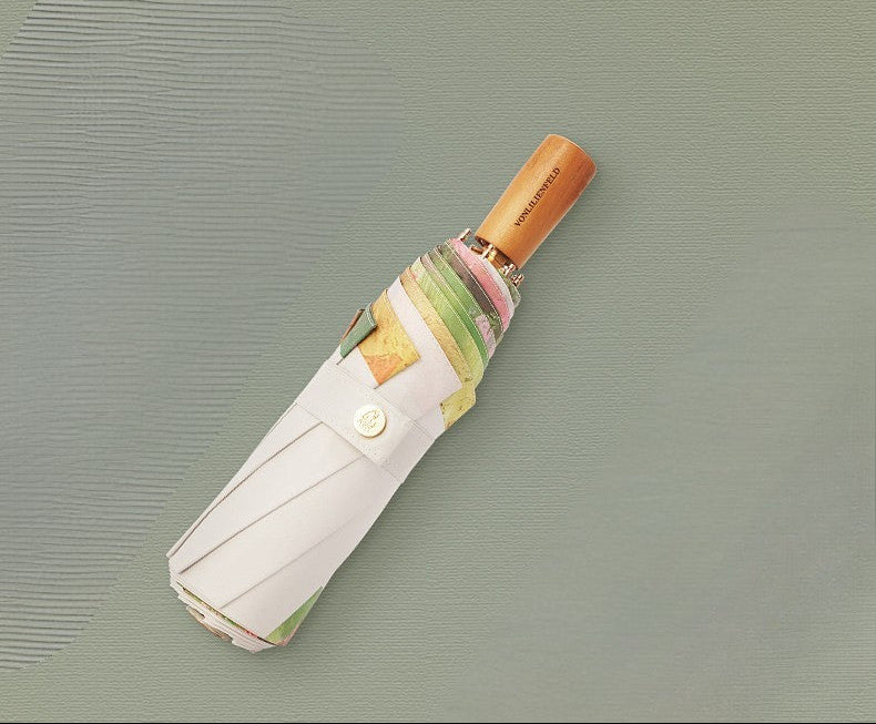 ヒューゴ・ダルノート”城の入り口のライラックの茂み”３段折りたたみ晴雨兼用傘 8本骨