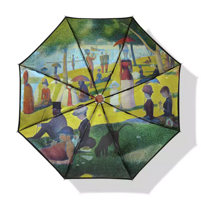 ジョルジュ・スーラの「グランド・ジャット島の日曜日の午後」の3段折りたたみ傘（晴雨兼用傘）8本骨