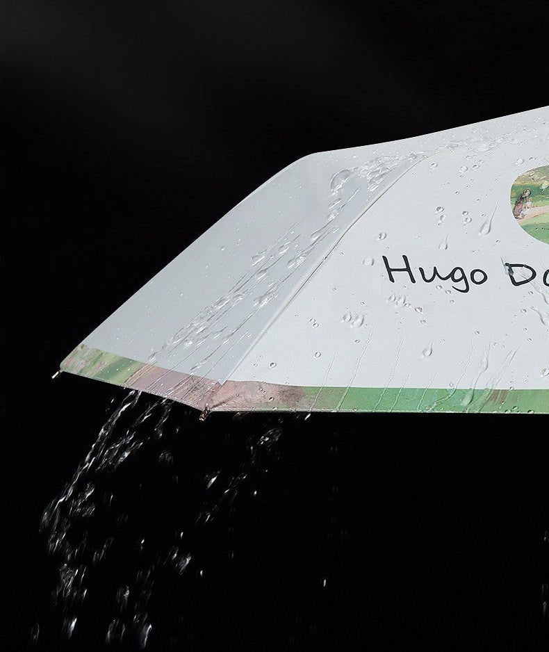 ヒューゴ・ダルノート”城の入り口のライラックの茂み”３段折りたたみ晴雨兼用傘 8本骨