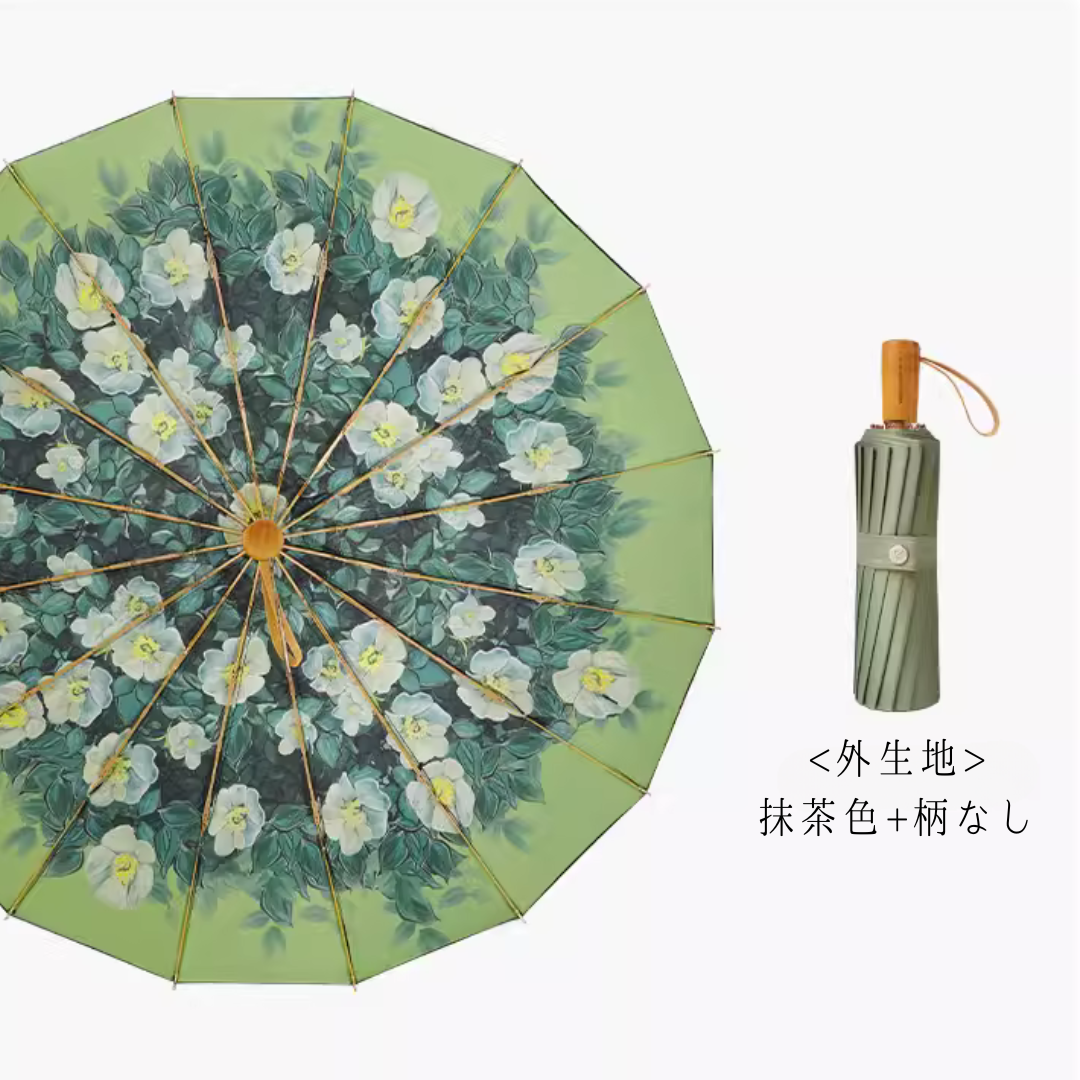 ”ゴッホの野薔薇” 3段折りたたみ傘（晴雨兼用傘）16本骨 二枚生地
