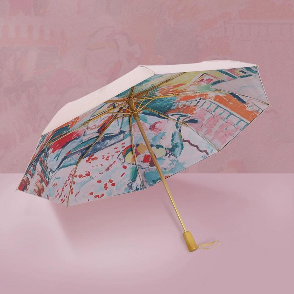 マティス 本を読む女性 晴雨兼用折りたたみ傘 8本骨 二枚生地 UPF50+