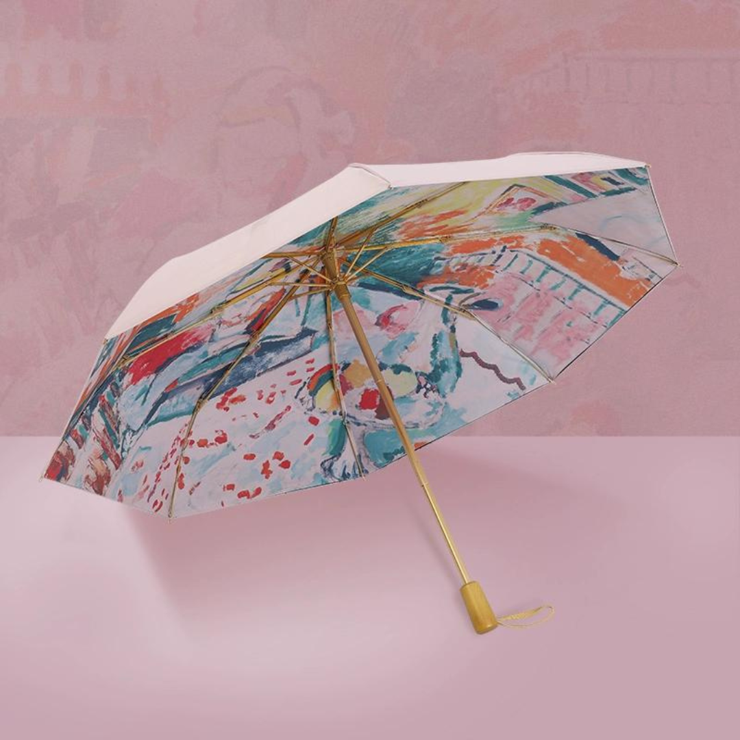 マティス 本を読む女性 晴雨兼用折りたたみ傘 8本骨 二枚生地 UPF50+