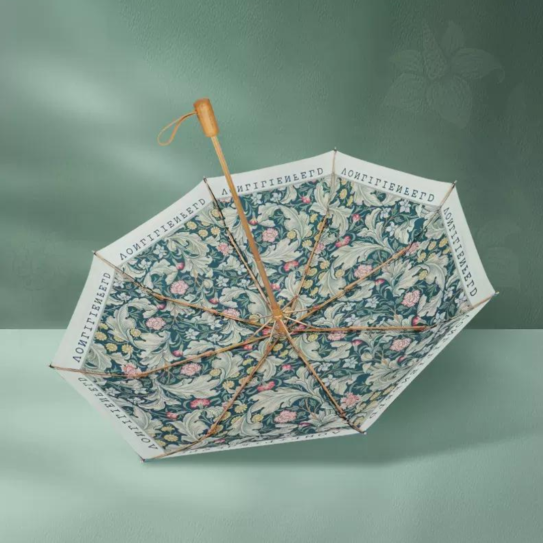 クラシックな花柄の3段折りたたみ傘 （晴雨兼用傘）8本骨 二枚生地