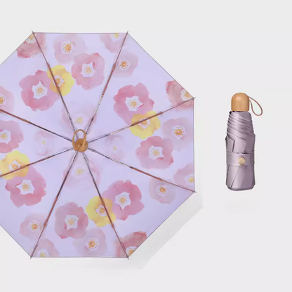 軽量 ・ピンクのお花の5段折りたたみ傘（晴雨兼用傘） 8本骨