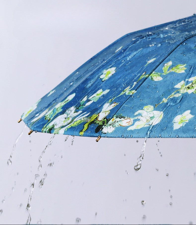 ゴッホ 花咲くアーモンドの木の枝 晴雨兼用折りたたみ傘 16本骨 UPF50+