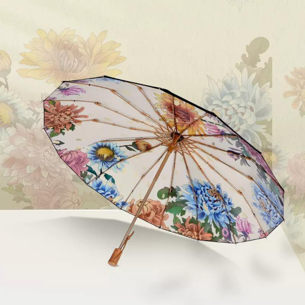 カラフル花柄 晴雨兼用折りたたみ傘 UPF50+