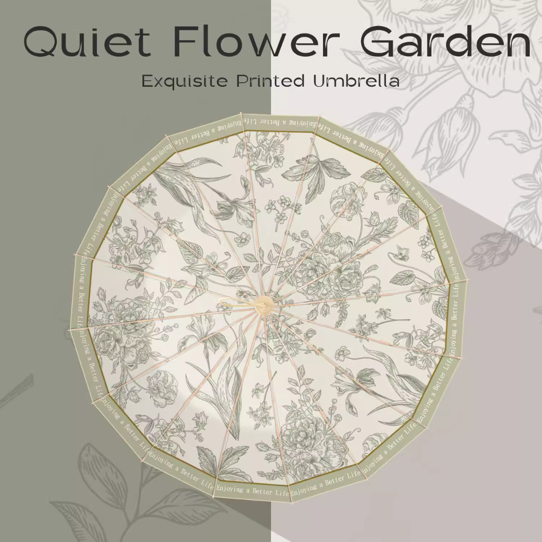 Quiet Flower Gardenの3段折りたたみ傘（晴雨兼用傘）16本骨