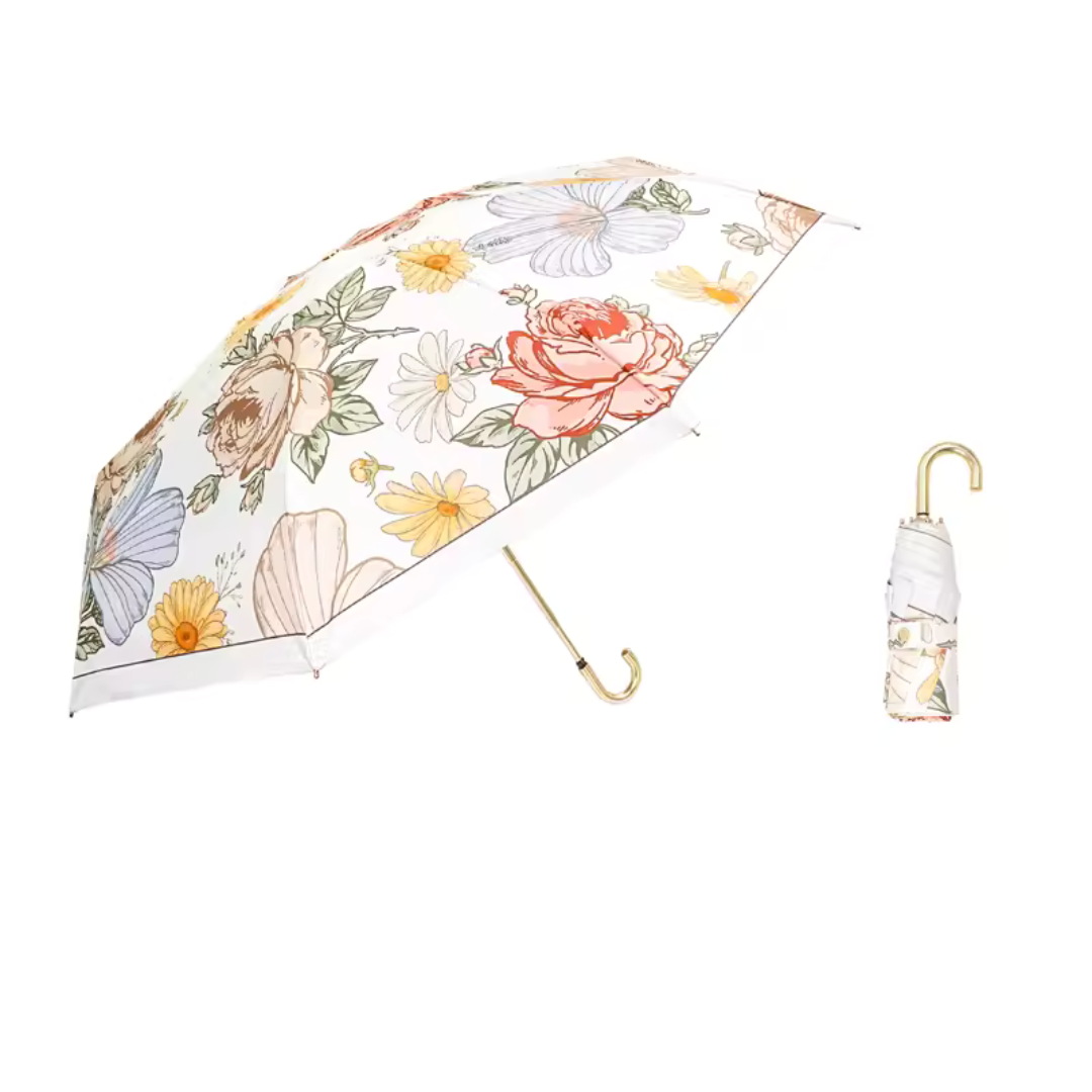 【小型サイズ】Romance Flowerの5段折りたたみ傘（晴雨兼用傘）8本骨