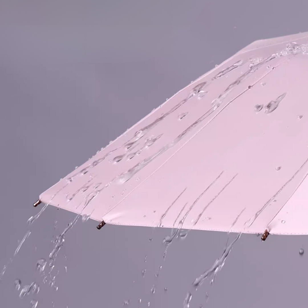 ピンクローズの華やかな3段折りたたみ傘（晴雨兼用傘）16本骨 二枚生地