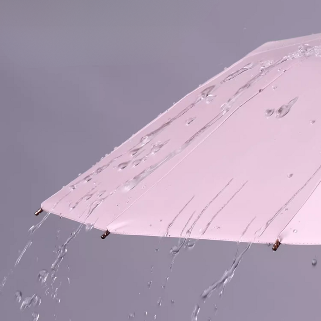 ピンクローズ柄 晴雨兼用折りたたみ傘 16本骨 UPF50+