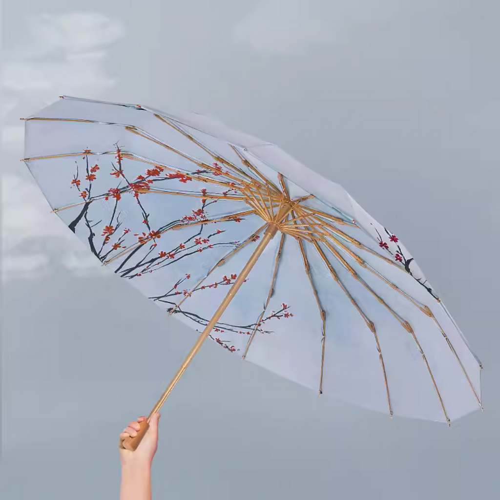 寒梅 晴雨兼用折りたたみ傘 16本骨 UPF50+