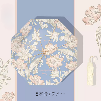 Pink Flower Artの3段折りたたみ傘（晴雨兼用傘）8本骨/16本骨