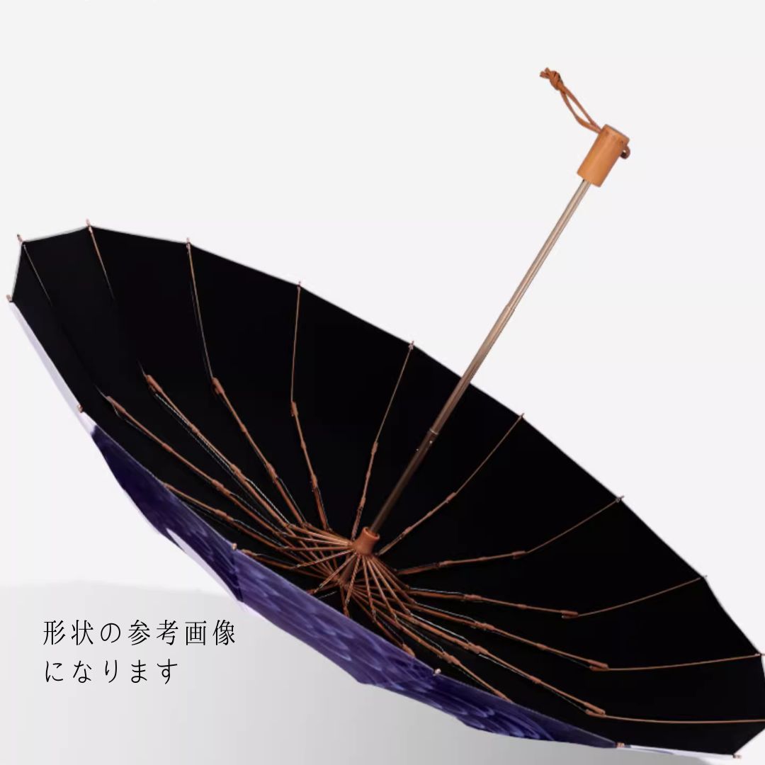 お花と猫 晴雨兼用折りたたみ傘 16本骨 UPF50+