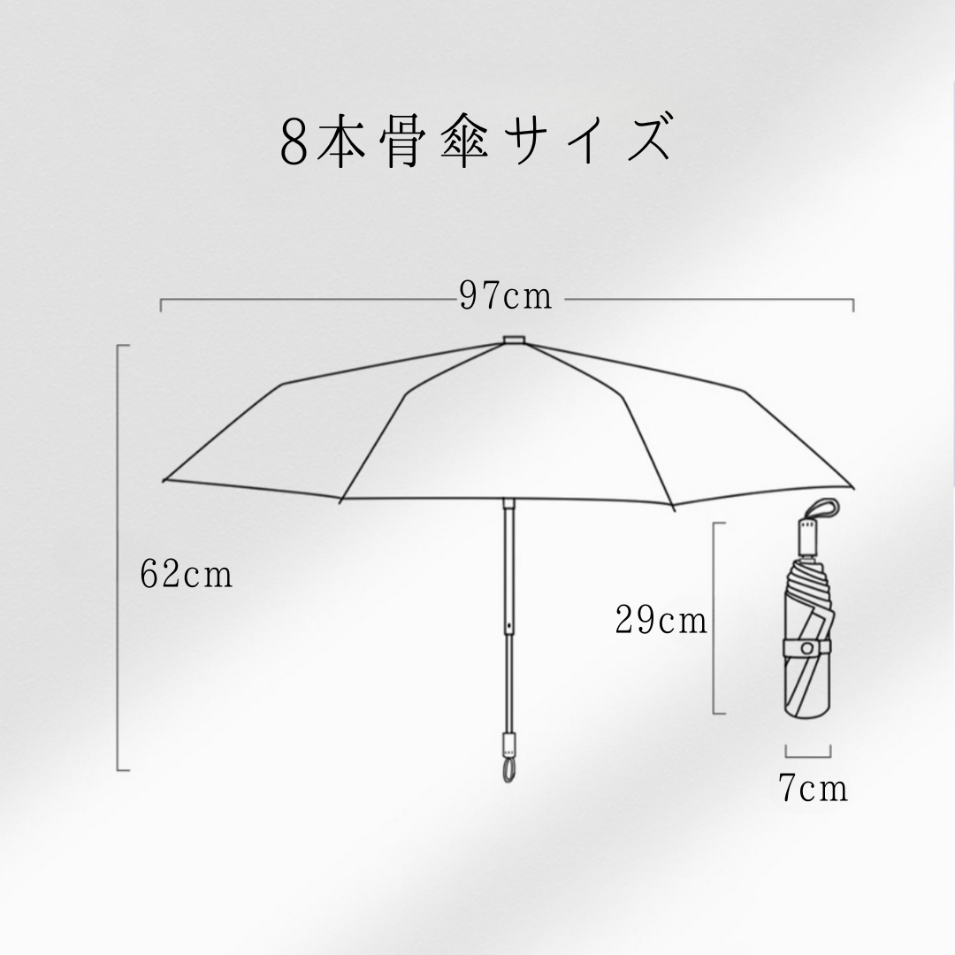 フローラル柄の3段折りたたみ傘（晴雨兼用傘）8本骨 二枚生地