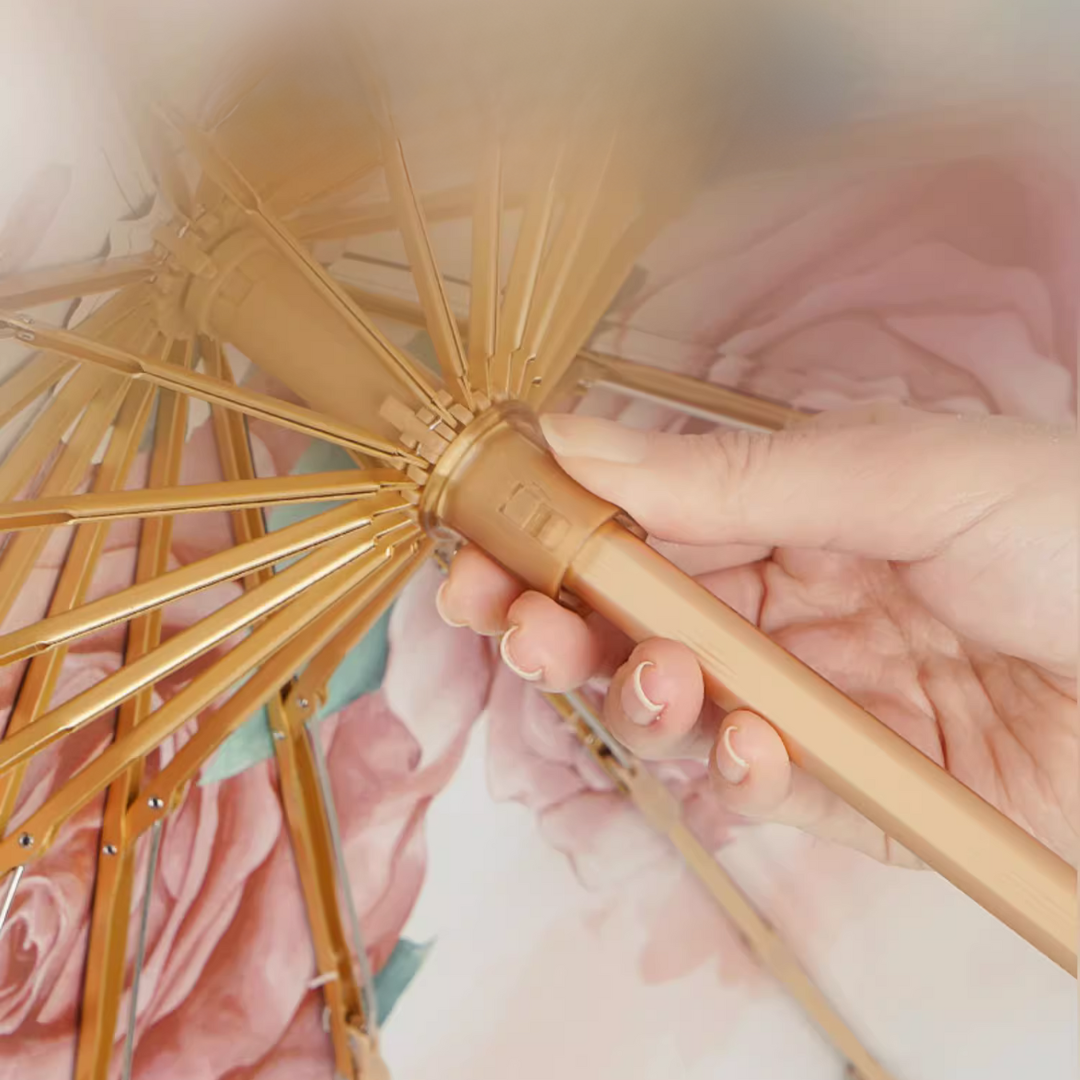 私の薔薇柄 晴雨兼用折りたたみ傘 16本骨 UPF50+