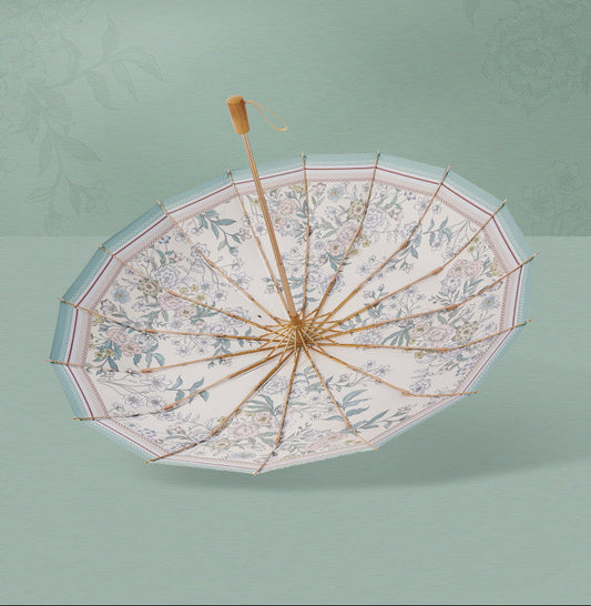 春のバラード ３段折りたたみ晴雨兼用傘 16本骨