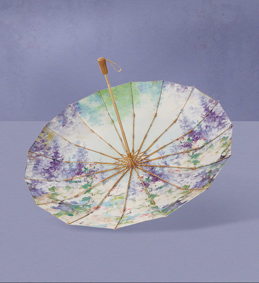 幻想的な藤の花３段折りたたみ晴雨兼用傘 16本骨