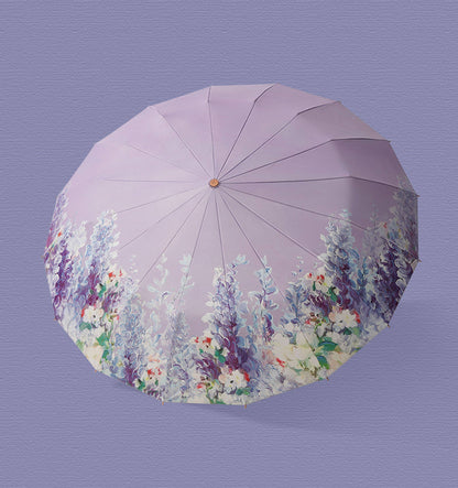 幻想的な藤の花３段折りたたみ晴雨兼用傘 16本骨