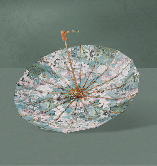 早春の静かな訪れ ３段折りたたみ晴雨兼用傘 16本骨